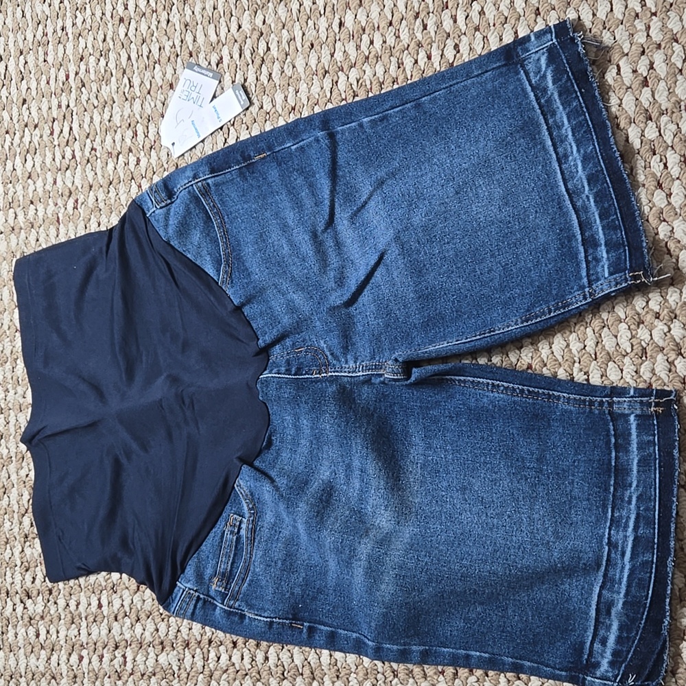 Maternity 5 Pocket Bermuda Shorts Small 4 - 6 Mid Wash Denim Jean Shorts